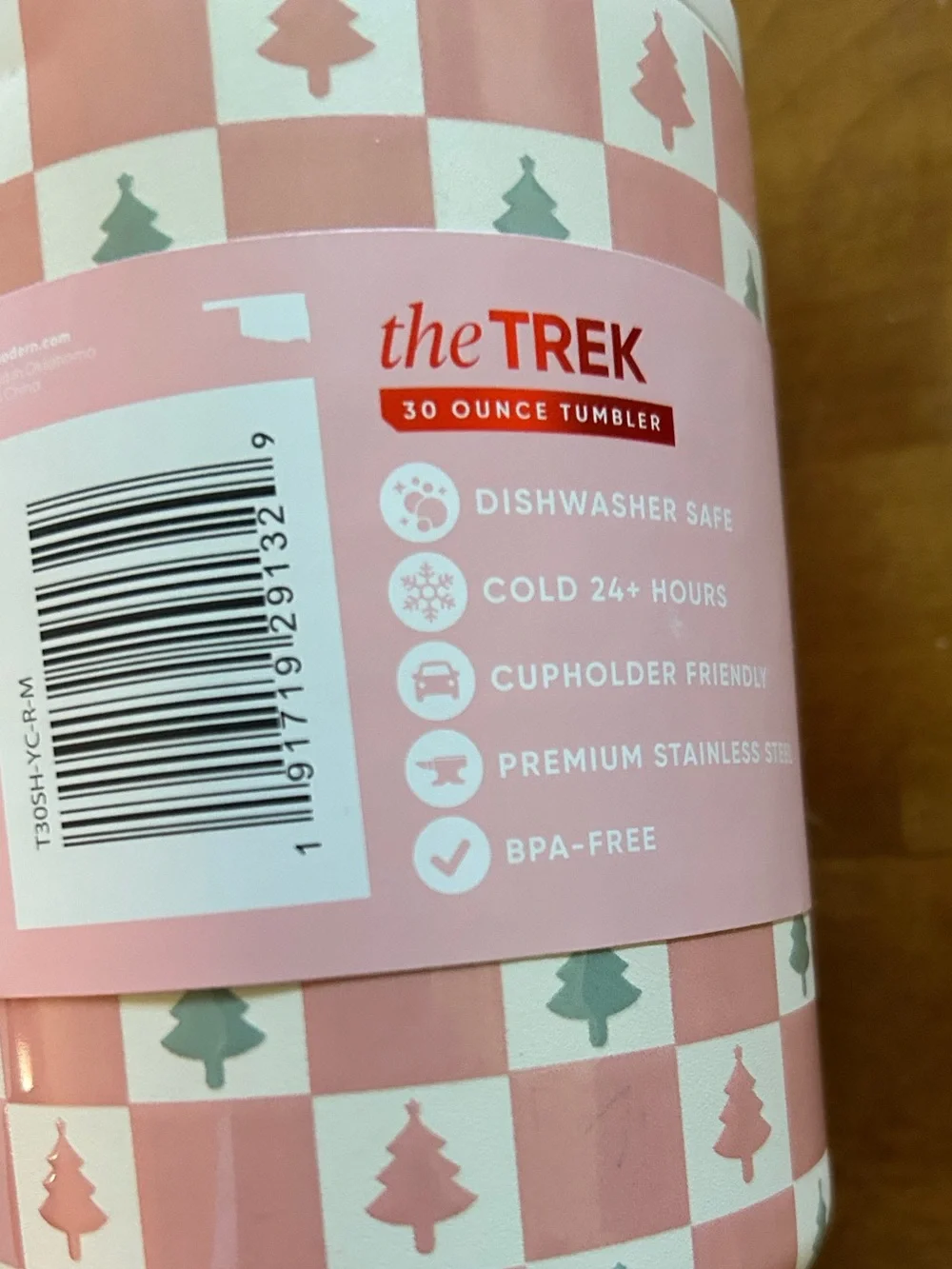 Simple Modern 30 oz Trek Tumbler Pink Christmas Tree Checkered NWT